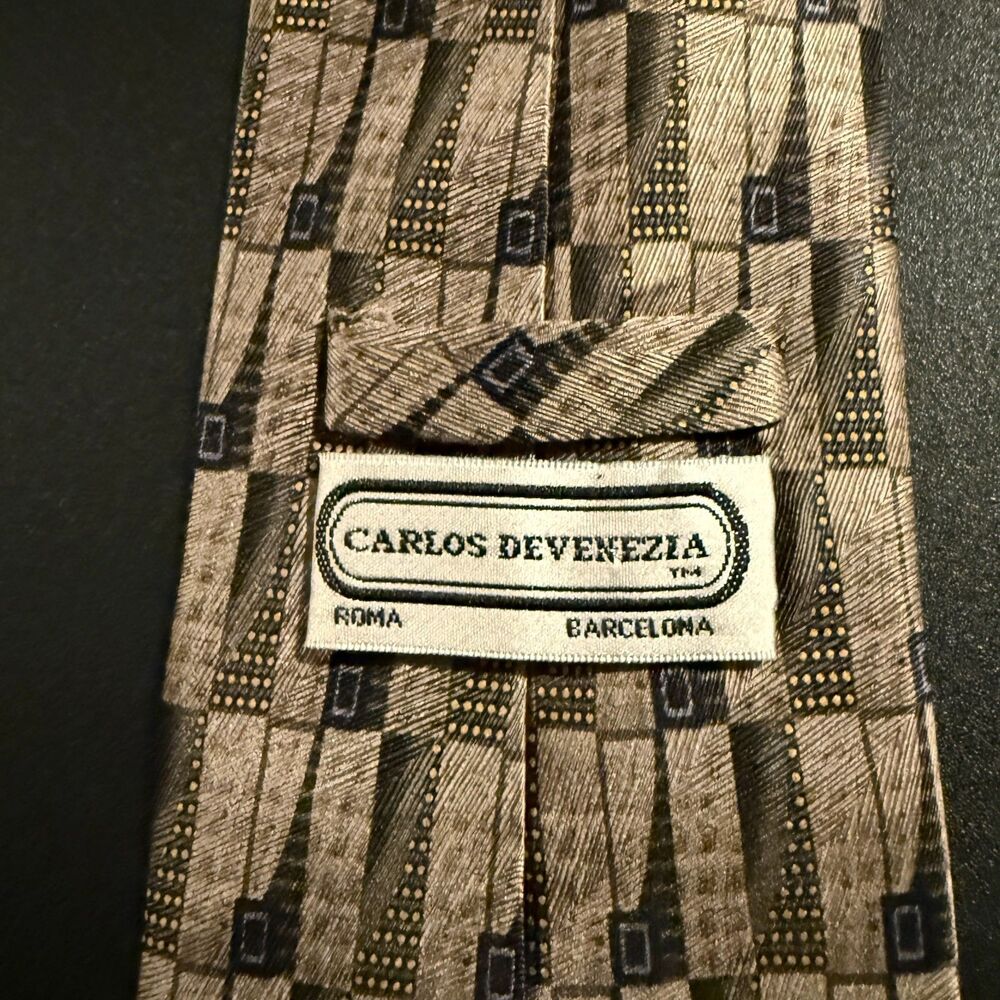 Carlos De Venezia Mens Tie 100% Silk Handmade Abstract Geometric